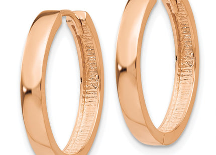 14K rose gold hoop earrings, alternate view