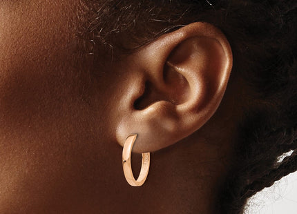 14K rose gold hoop earrings, another view