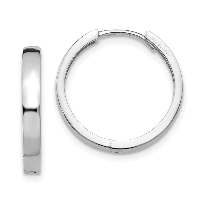 14k White Gold Hinged Earrings, 18 x 3mm