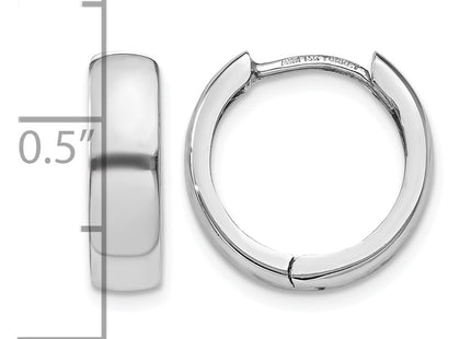 14k White Gold Hinged Earrings, 11 x 4mm