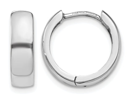 14k White Gold Hinged Earrings, 11 x 4mm