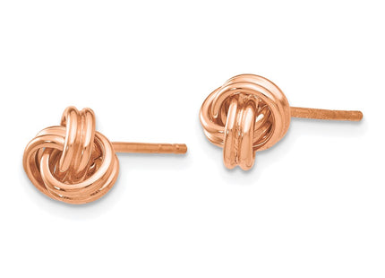 14K rose gold knot earrings, alternate view