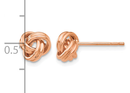 14k Rose Gold Polished Love Knot Post Earrings, 7 x 7mm