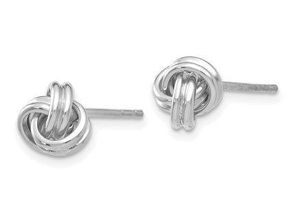 14K white gold knot earrings, alternate view