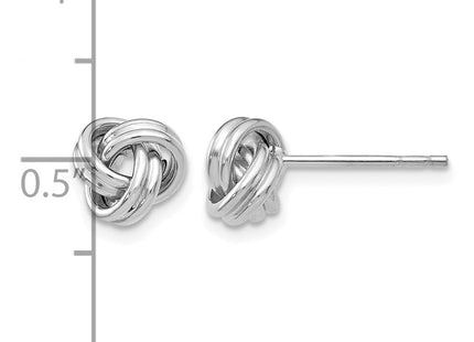 14K white gold knot earrings, further view
