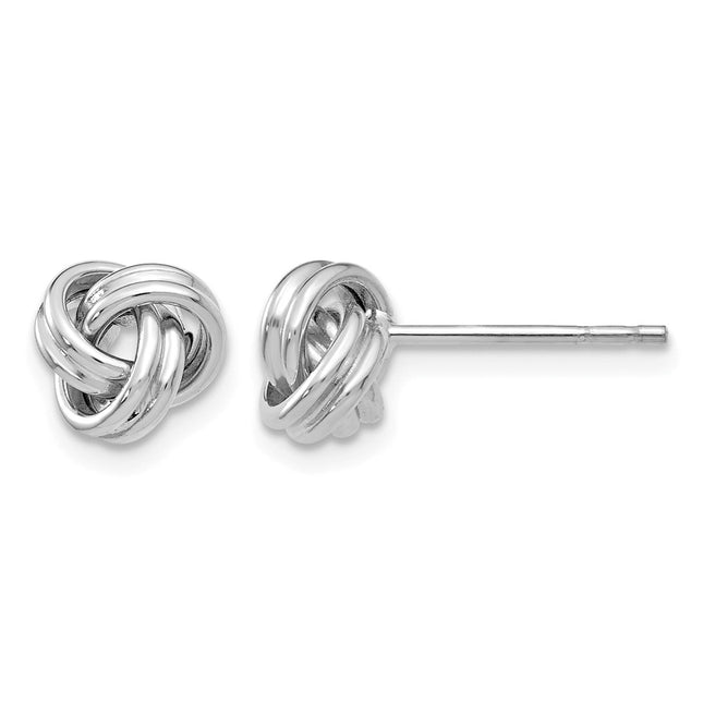 14k White Gold Polished Love Knot Post Earrings, 7 x 7mm