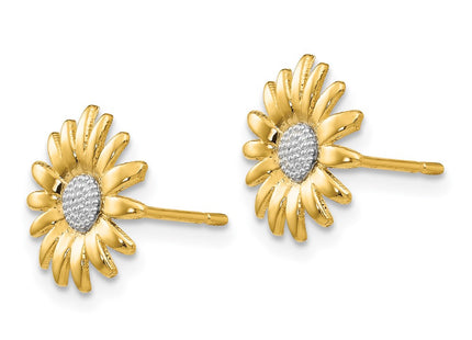 14k Yellow & Rhodium Earrings Style TM735 - Classique Jewelry Inc.