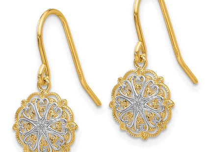 14k Yellow & Rhodium Earrings Style TM739 - Classique Jewelry Inc.