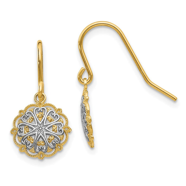 14k Yellow & Rhodium Earrings Style TM739 - Classique Jewelry Inc.
