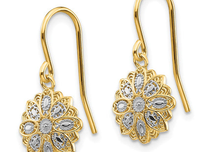 14k Yellow & Rhodium Earrings Style TM740 - Classique Jewelry Inc.