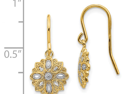 14k Yellow & Rhodium Earrings Style TM740 - Classique Jewelry Inc.