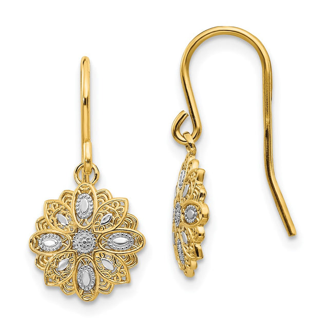 14k Yellow & Rhodium Earrings Style TM740 - Classique Jewelry Inc.