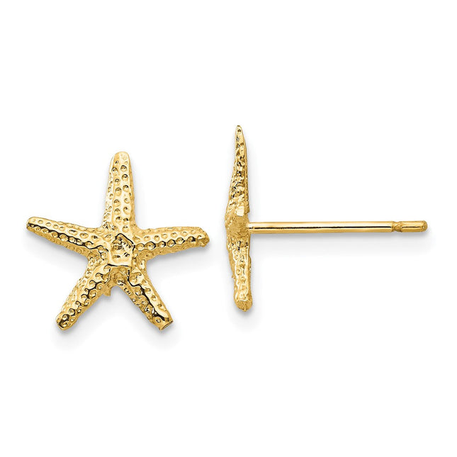 14k Starfish Post Earrings, 11 x 11mm