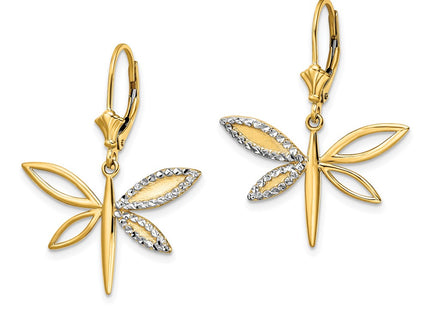 14K gold dragonfly drop earrings, alternate view