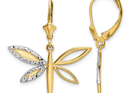 14K gold dragonfly drop earrings