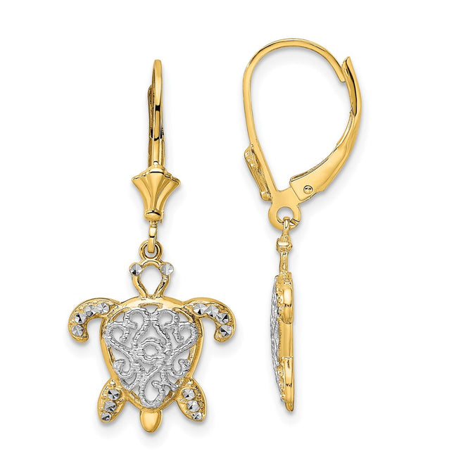 14k Yellow & Rhodium Earrings Style TM801 - Classique Jewelry Inc.