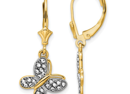 14k Yellow & Rhodium Earrings Style TM803 - Classique Jewelry Inc.