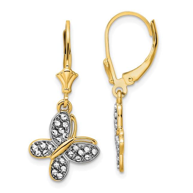 14k Yellow & Rhodium Earrings Style TM803 - Classique Jewelry Inc.