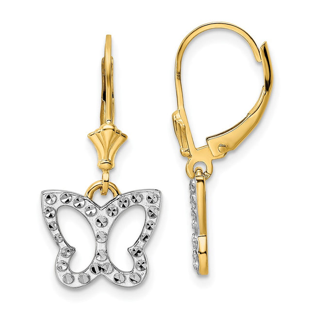 14k Yellow & Rhodium Earrings Style TM804 - Classique Jewelry Inc.