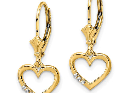 14K gold heart drop earrings, alternate view