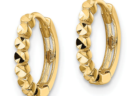 14k Diamond-cut Hinged Hoop Earrings
