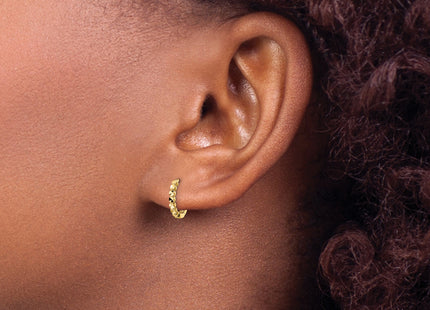 14k Diamond-cut Hinged Hoop Earrings