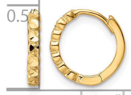 14k Diamond-cut Hinged Hoop Earrings