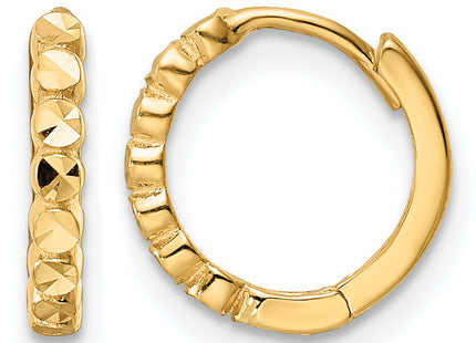 14k Diamond-cut Hinged Hoop Earrings
