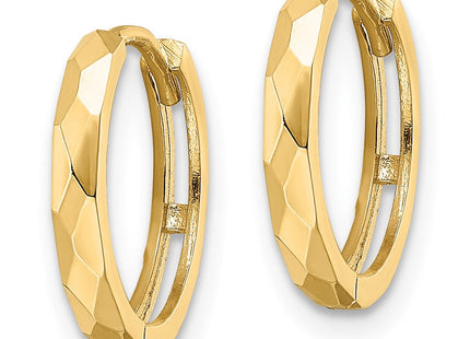 14k Polished Faceted Hinged Hoop Earrings (Style TM814)