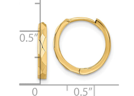 14k Polished Faceted Hinged Hoop Earrings (Style TM814)