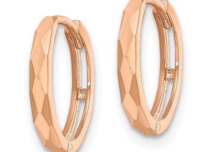 14k Rose Gold Polished Faceted Hinged Hoop Earrings (Style TM814R)