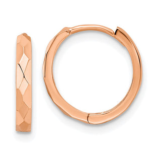 14k Rose Gold Polished Faceted Hinged Hoop Earrings (Style TM814R)