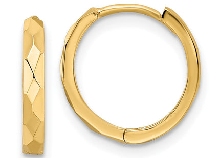 14k Polished Faceted Hinged Hoop Earrings (Style TM814)