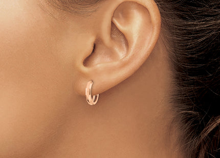 14k Rose Gold Polished Faceted Hinged Hoop Earrings, 15 x 3mm