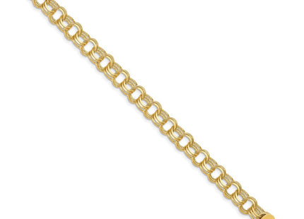 14k Solid Triple Link Charm Bracelet (Style TO665-7)