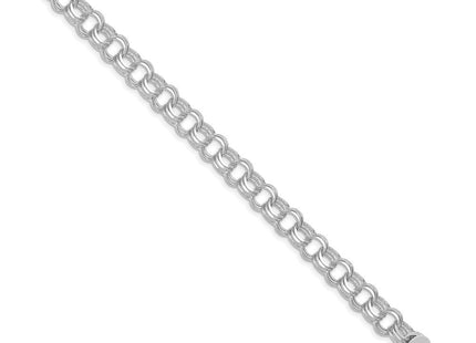 14k White Gold Solid Triple Link Charm Bracelet (Style TO665W-7)
