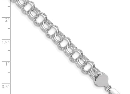 14k White Gold Solid Triple Link Charm Bracelet (Style TO665W-7)