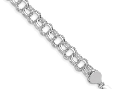 14k White Gold Solid Triple Link Charm Bracelet (Style TO665W-7)