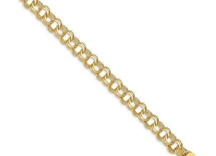 14k Solid Triple Link Charm Bracelet (Style TO666-7)