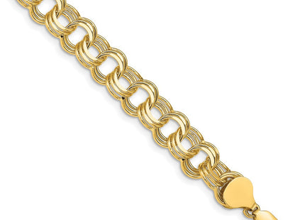 14k Solid Triple Link Charm Bracelet (Style TO666-7)
