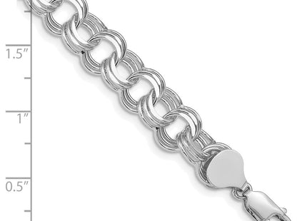 14k White Gold Solid Triple Link Charm Bracelet (Style TO666W-7)