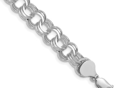 14k White Gold Solid Triple Link Charm Bracelet (Style TO666W-7)