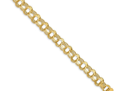 14k Solid Triple Link Charm Bracelet (Style TO667-7)