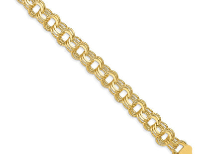 14k Solid Triple Link Charm Bracelet (Style TO668-7)