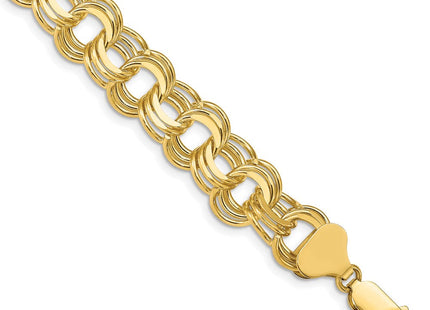 14k Solid Triple Link Charm Bracelet (Style TO668-7)