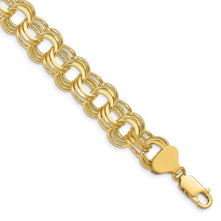 14k Solid Triple Link Charm Bracelet (Style TO668-7)