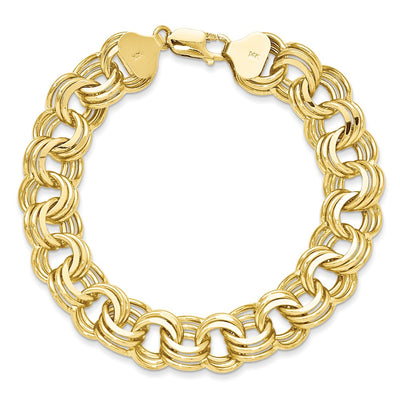 14K Solid Triple Link Charm Bracelet