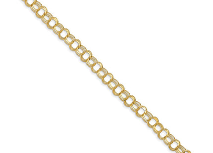 14k Solid Triple Link Charm Bracelet (Style TO748-7)
