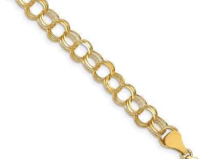 14k Solid Triple Link Charm Bracelet (Style TO748-7)