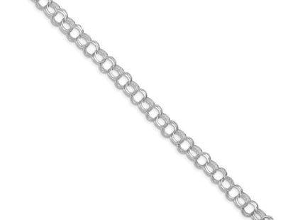 14k White Gold Solid Triple Link Charm Bracelet (Style TO748W-7)